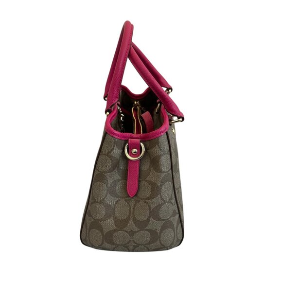 Coach Mini Margot Signature Brown Pink Handbag Caryall Purse + Wallet Leather - Picture 6 of 16